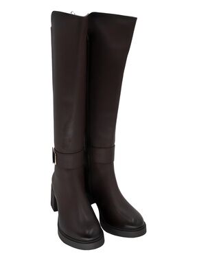 Prologue Moreeni Stretch Buckle Block Heel Brown Boot Size 9M